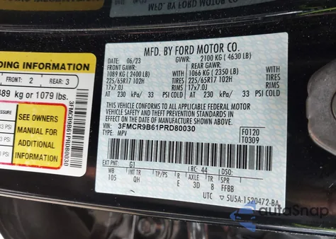 2023 Ford Bronco Sport Big Bend from USA, damaged, VIN 3FMCR9B61PRD80030